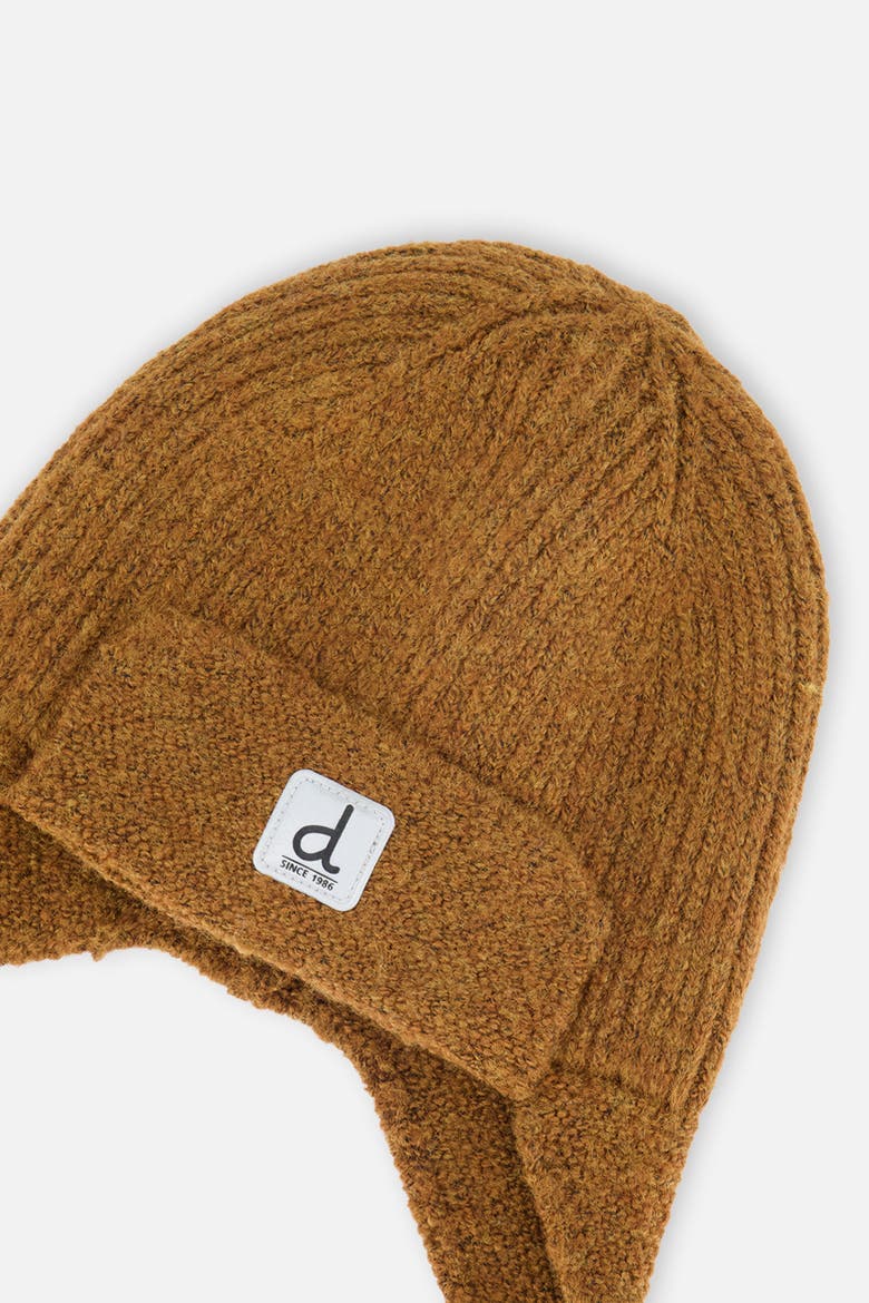 Helmet Ear Flap Chin Tie Fleece Lined Winter Knit Hat, Alternate, color, Brown Sugar