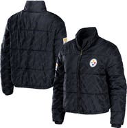 WEAR by Erin Andrews Women's WEAR by Erin Andrews Black Pittsburgh Steelers Puffer Full-Zip Cropped Jacket