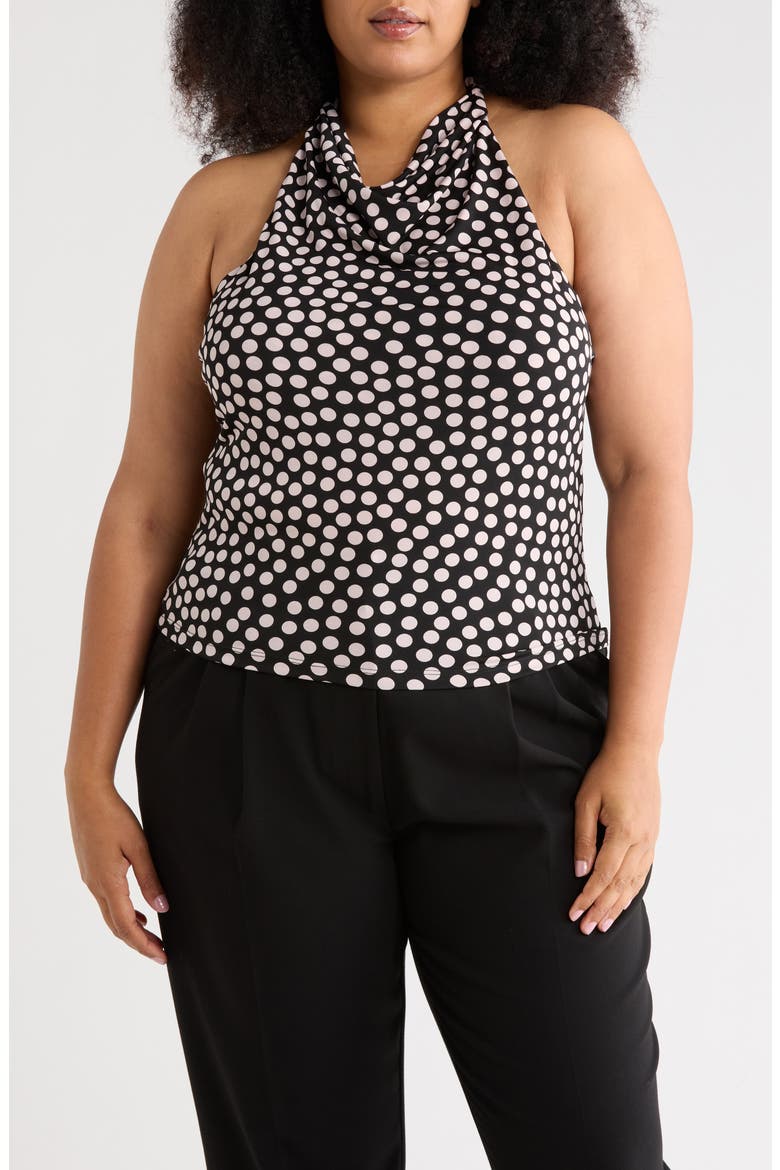 Polka Dot Halter Top, Main, color, BLACK/ BLUSH