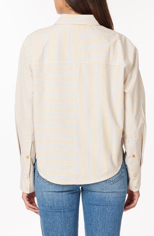Scotch & Soda Mixed Stripe Crop Button-up Shirt In Neutral