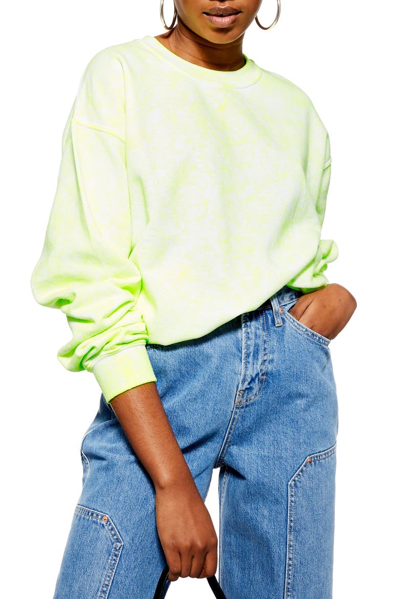 Fluorescent Washed Sweatshirt, Main, color, YELLOW