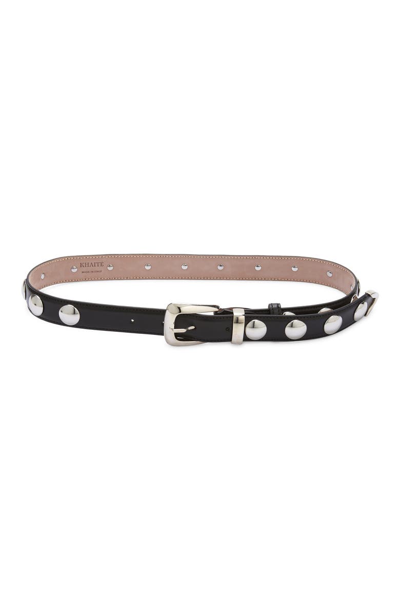 Hugo Studded Leather Belt, Main, color, BLACK 200