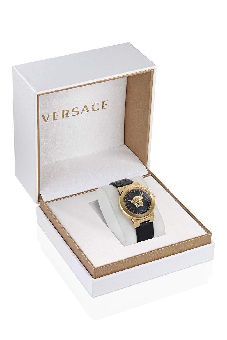 Medusa Infinite Leather Strap Watch, 38mm, Alternate, color, GOLD