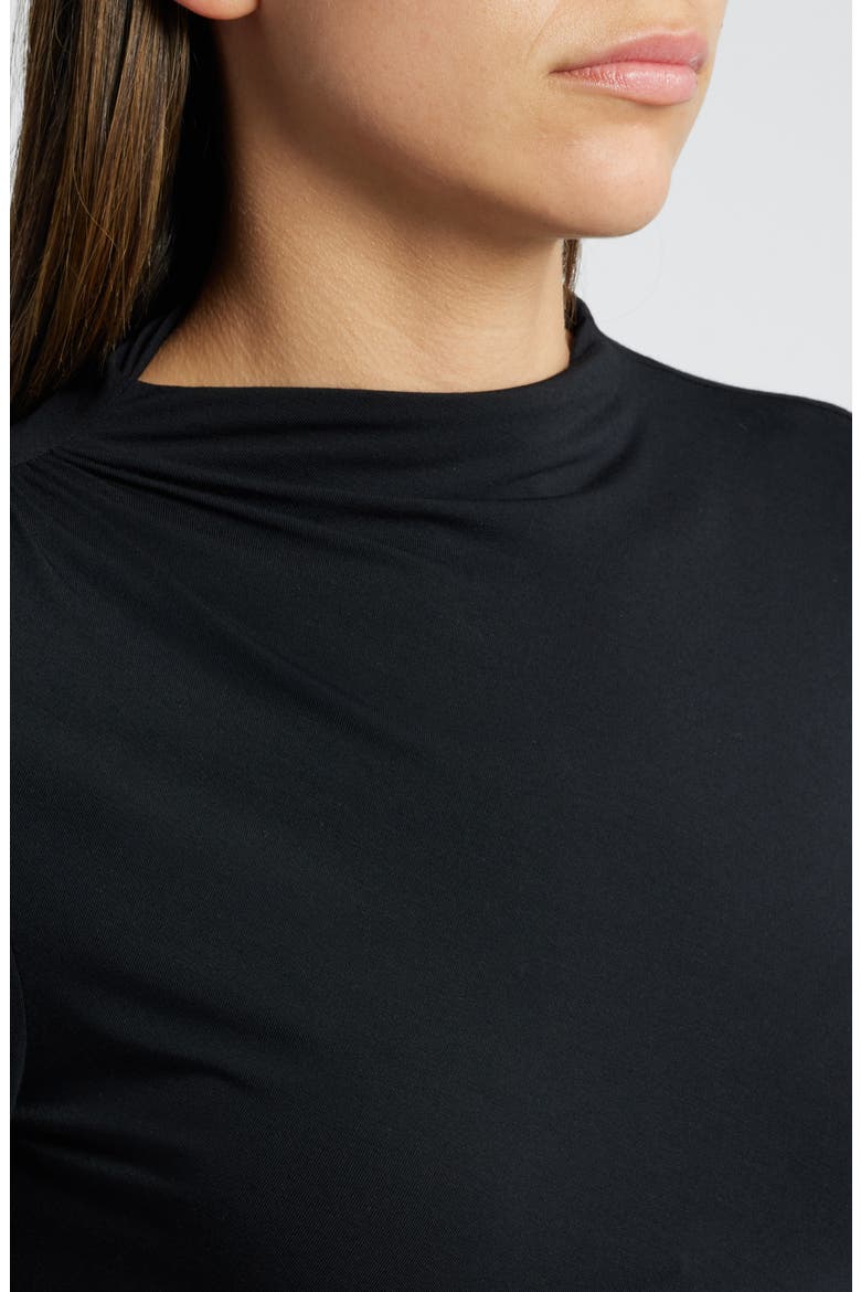 Joelle Ruched Funnel Neck Top, Alternate, color, BLACK ONYX