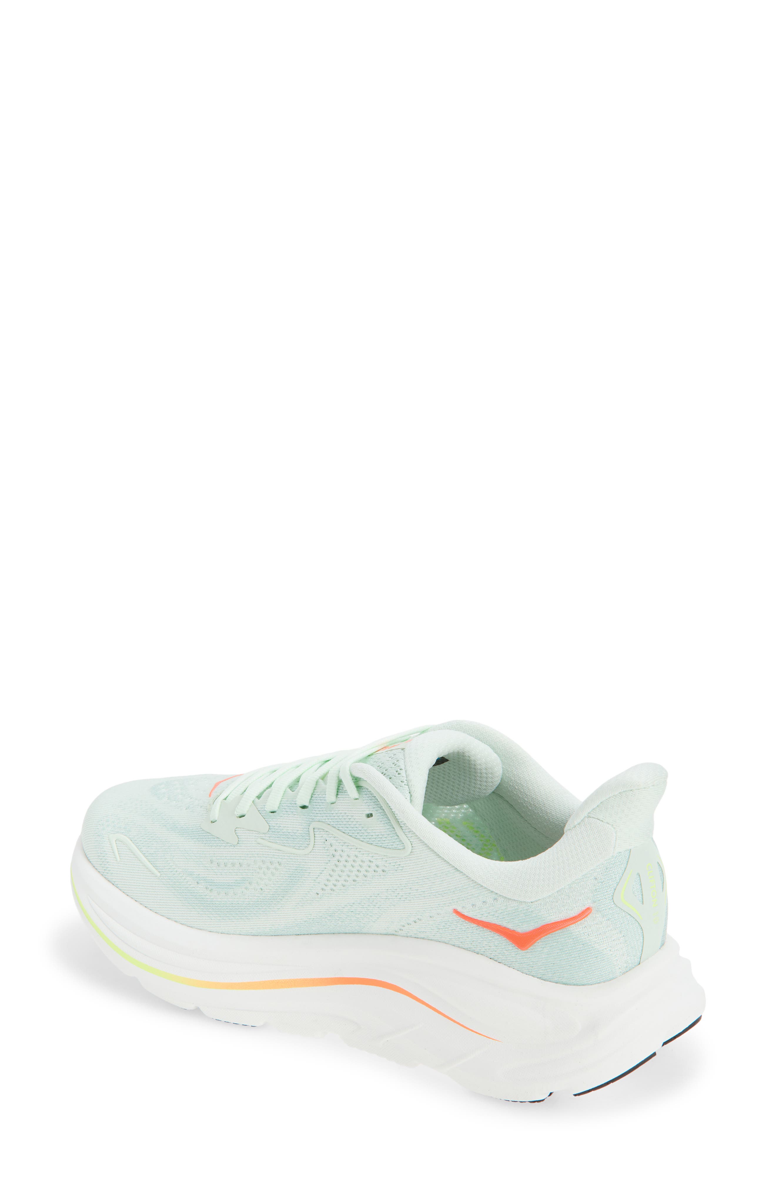 HOKA Clifton 10 Running Shoe, Alternate, color, Sea Glass/ Neon Flame