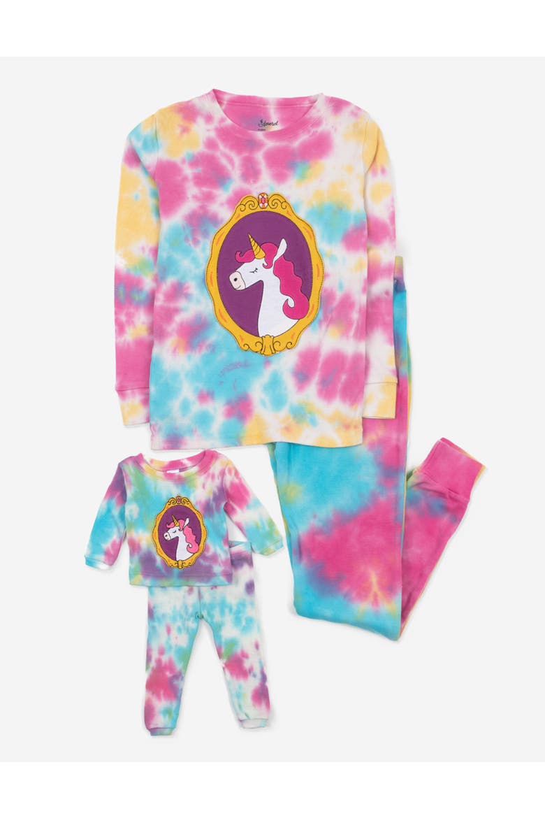 Girls 2-pc. Cotton Pajamas with Matching Doll Accessory - Unicorn & Fantasy Prints, Main, color, Unicorn Tie Dye