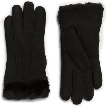 NWT Auth Ugg exposed genuine sheepskin shearling gloves black size M store (run small)