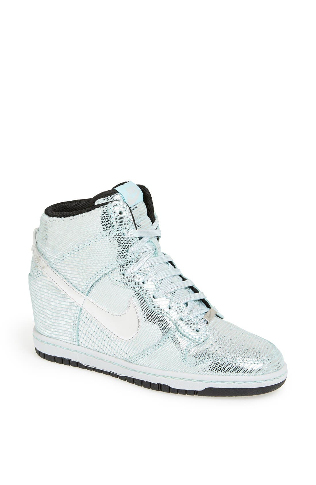 'Dunk Sky Hi' Wedge Sneaker, Main, color, METALLIC SILVER/ GLACIER ICE