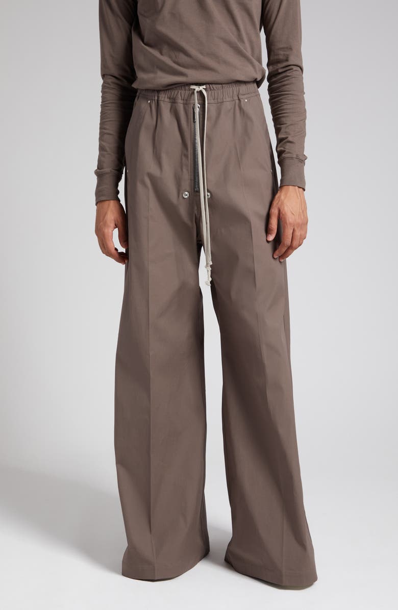 Rick Owens Bela Stretch Cotton Poplin Wide Leg Pants, Main, color, 