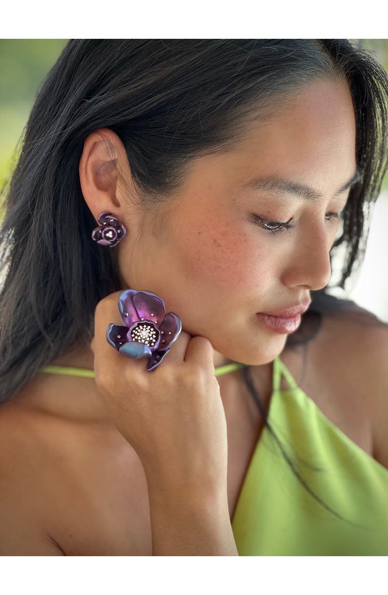 Graziela Blue Titanium Orchid Earrings, Alternate, color, Blue