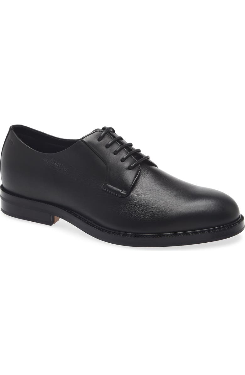 BOSS Dresletic Leather Plain Toe Derby, Main, color, Black