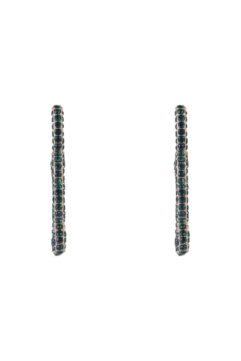 Green Stone Shamrock Hoop Earrings, Alternate, color, Green