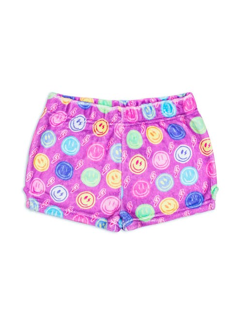 Preppy Goose Plush Smiley Faces Loungewear Shorts In Multi