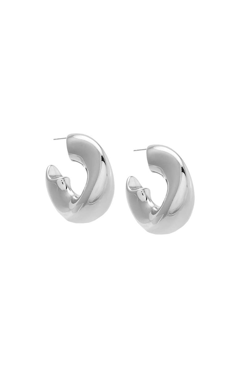 BY ADINA EDEN Solid Wide Hollow Curved Hoop Earring, Main, color, Silver