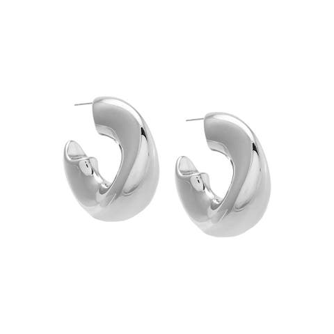 Solid Wide Hollow Curved Hoop Earring