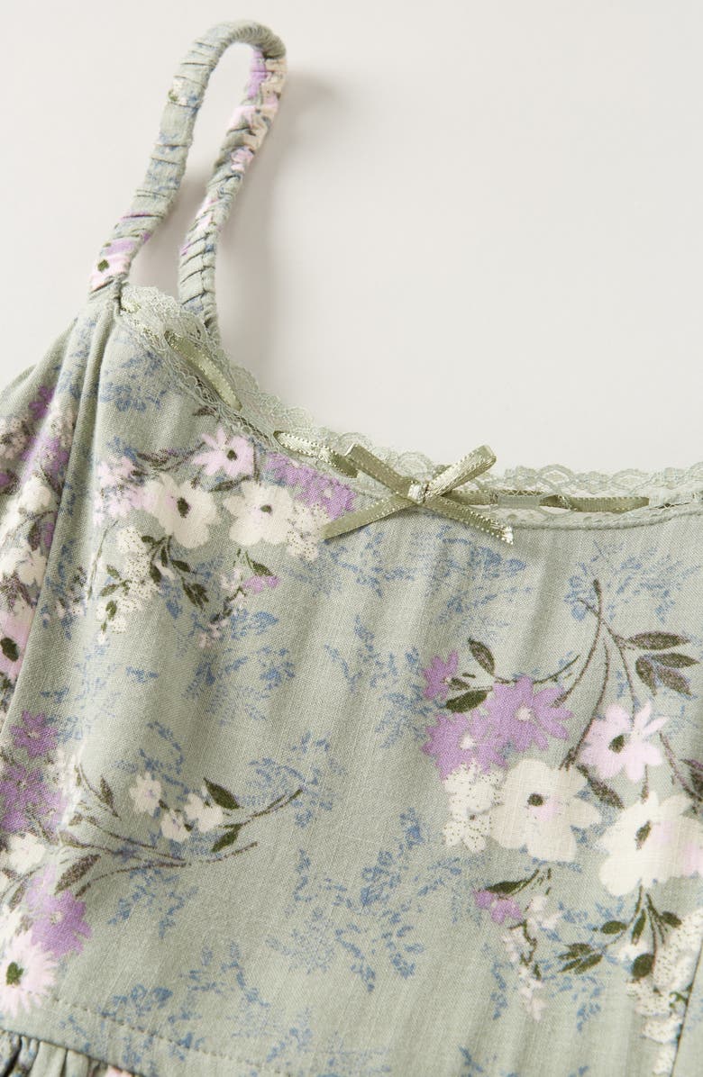 Treasure & Bond Kids' Floral Babydoll Slipdress, Alternate, color, Green Seagrass Texture Bouquet