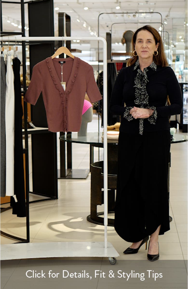 Demetra Ruffle Rib Short Sleeve Cardigan, sales video thumbnail