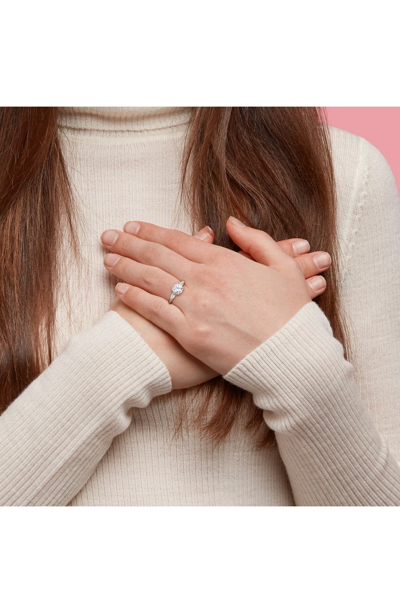 Julianna B. Moissanite Round Baguette 3-Stone Ring, Alternate, color, Sterling Silver