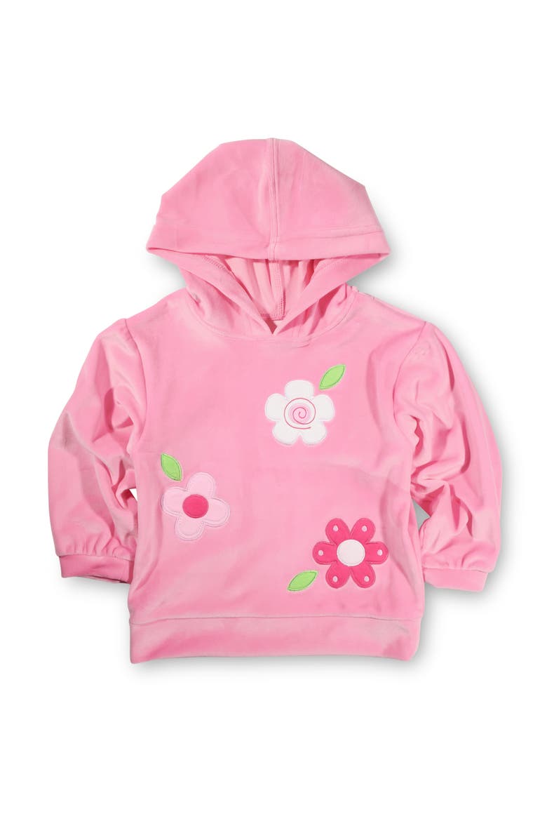 Velour Hoodie With Flowers, Main, color, Pink
