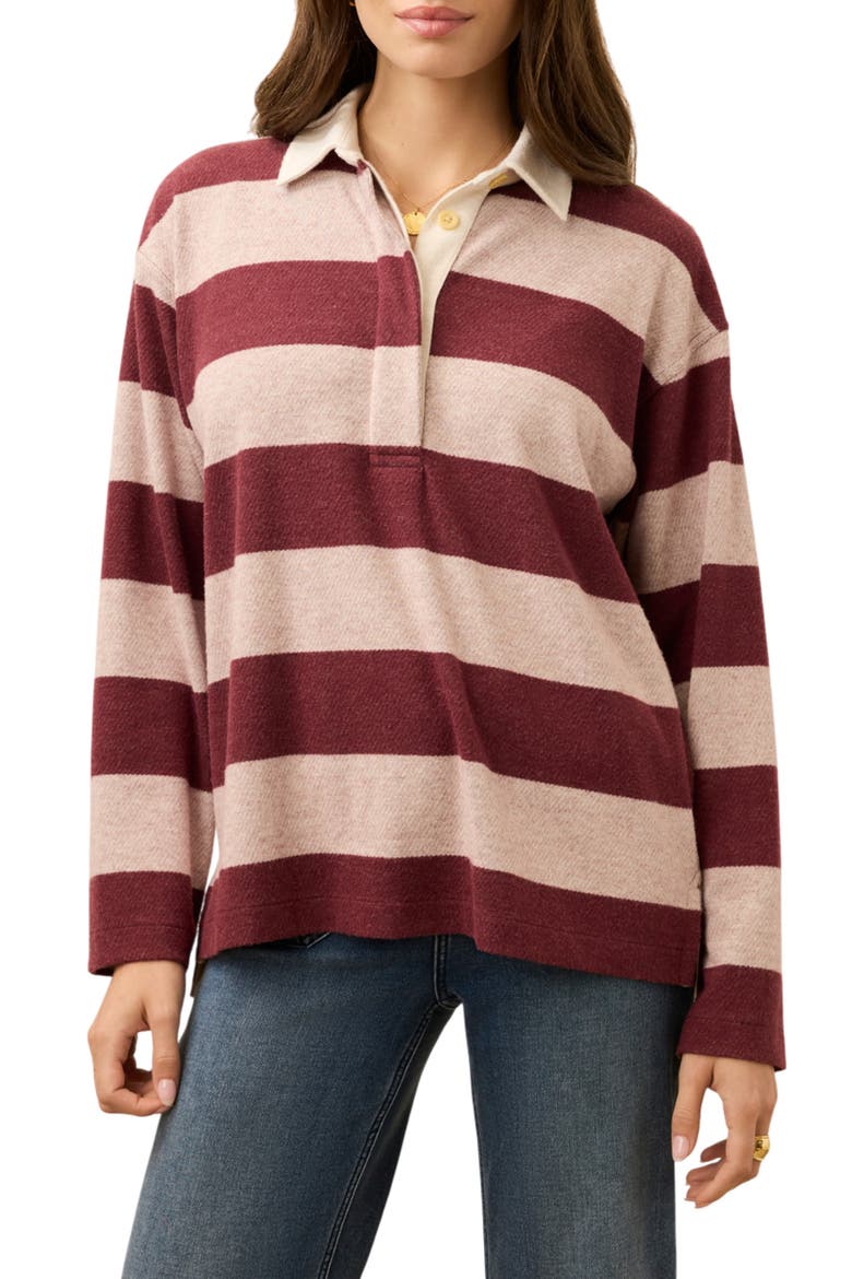 Legend Rugby Stripe Sweater, Main, color, DEEP RED RUGBY