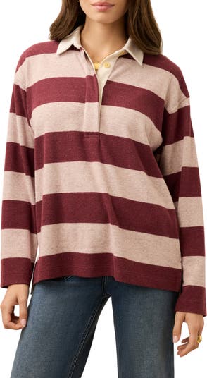 Pull Free People Col V Rayé Rose Et Crème - Taille S - Occasion Très Bon état