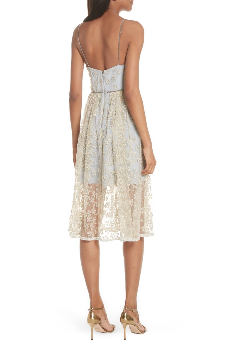 Metallic Floral Embroidery Chain Strap Dress, Alternate, color, GOLD/ GREY