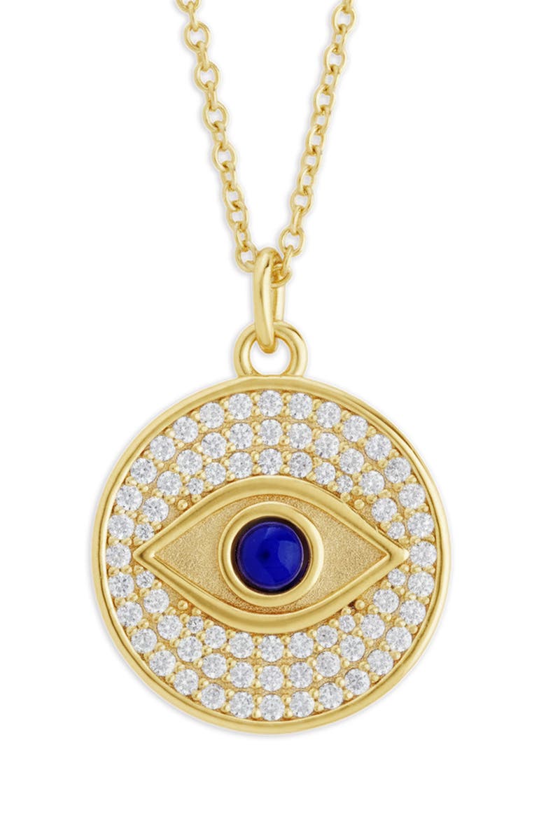 Pavé Evil Eye Pendant Necklace, Main, color, GOLD