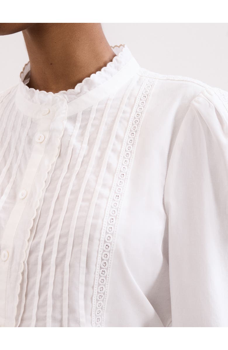 Phase Eight Laurie Pleated Embroidered Cotton Blouse, Alternate, color, Ivory