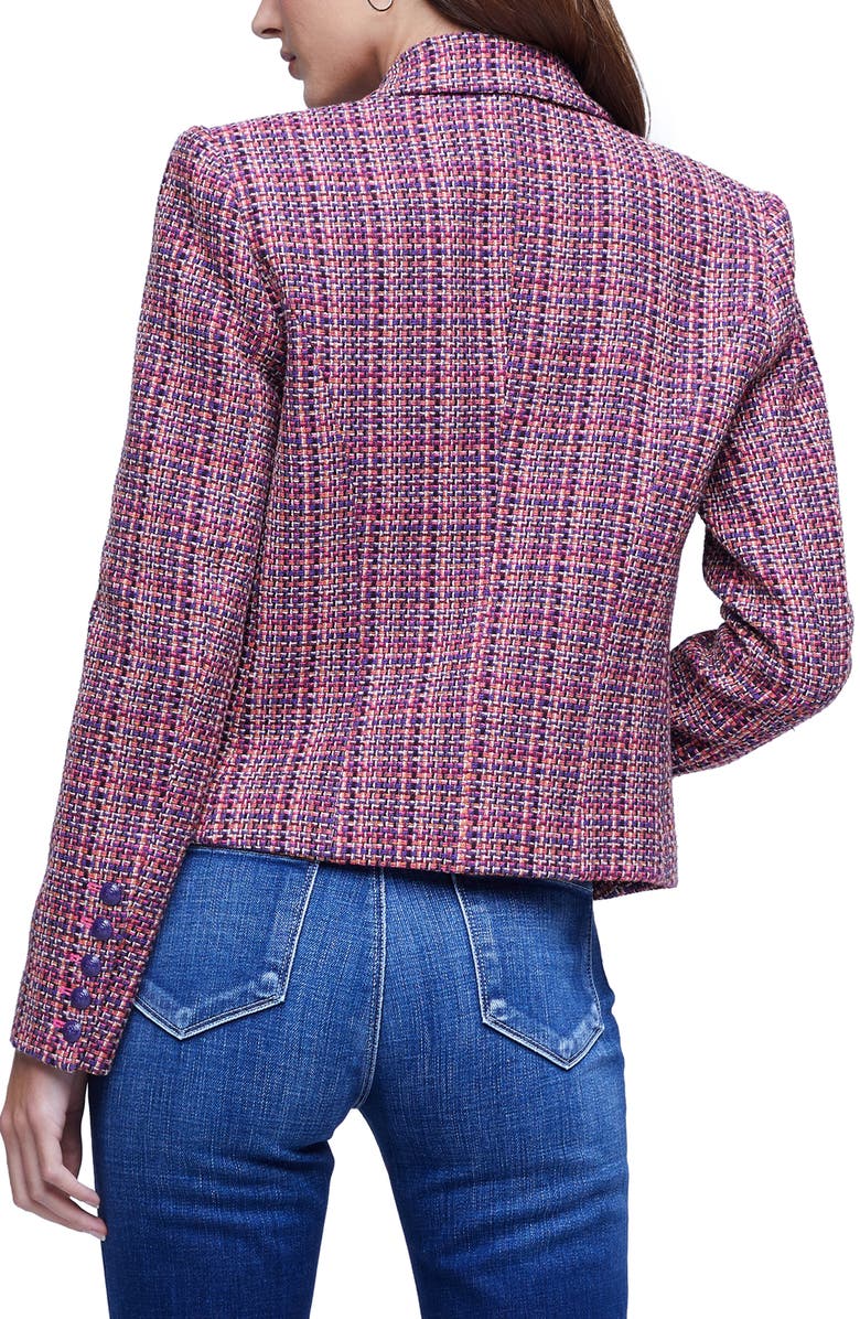 L'AGENCE Brooke Double Breasted Tweed Crop Blazer, Alternate, color,