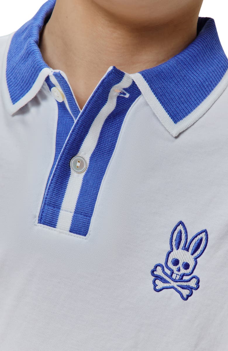 Psycho Bunny Kids' Ridley Tipped Piqué Polo, Alternate, color, White