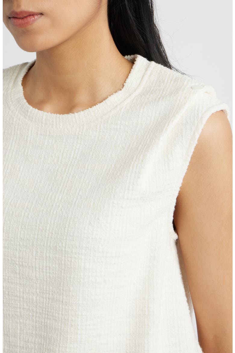 Pleated Shoulder Bubble Hem Sleeveless Top, Alternate, color, VANILLA