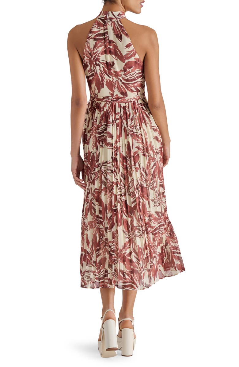 Steve Madden Rosemary Leaf Print Pleated Dress, Alternate, color, Rio Print