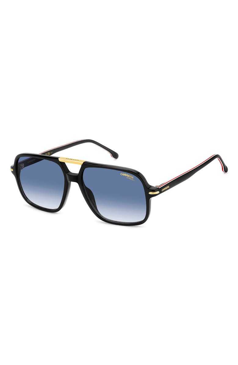 Carrera Eyewear 58mm Navigator Sunglasses, Alternate, color, Black Gold/ Dark Blue Sf