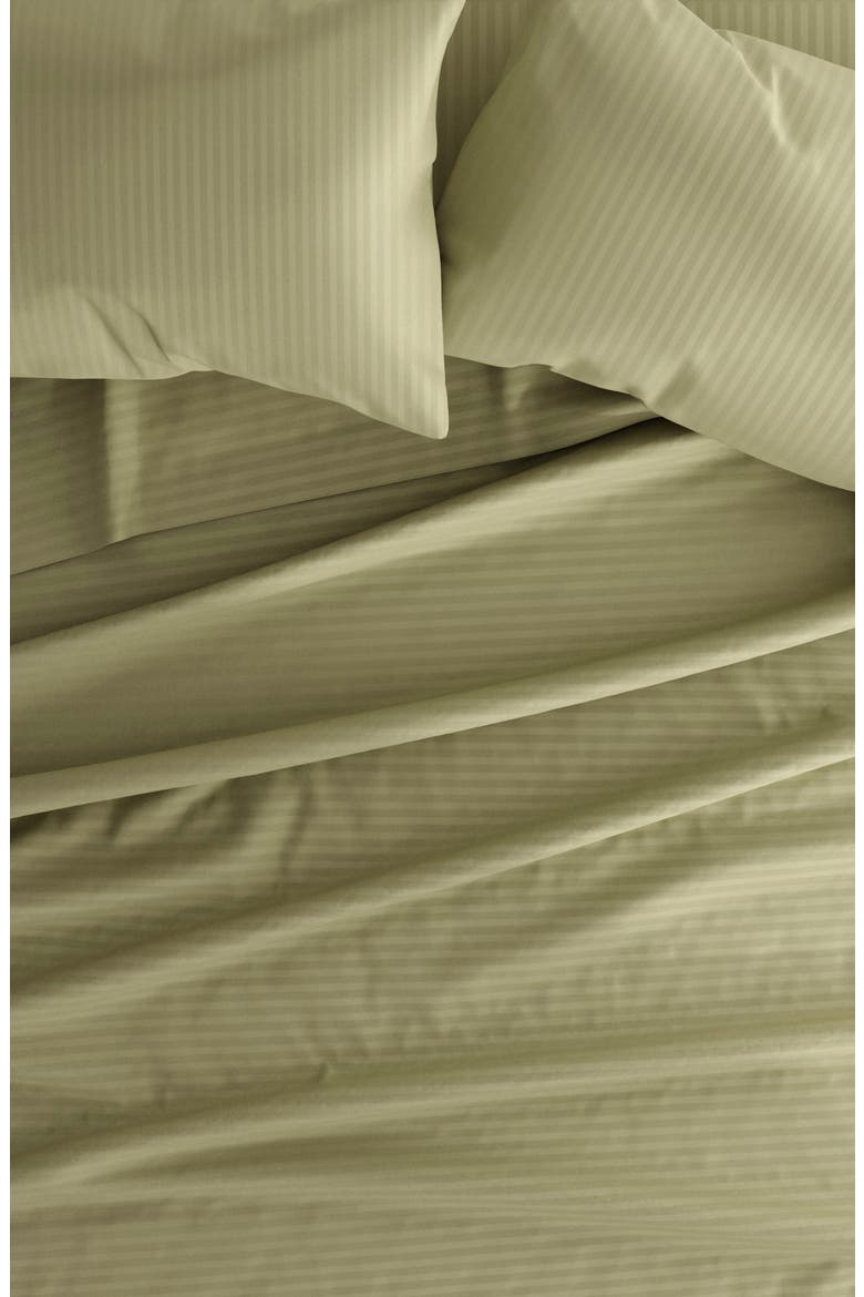 HOME SPUN Premium Ultra Soft Striped 4-Piece Bed Sheet Set, Alternate, color, SAGE