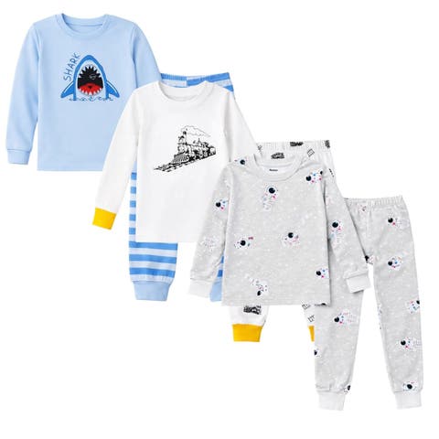 Boys 3 Pack Long Sleeve Pajamas (Toddler, Little Kid & Big Kid)