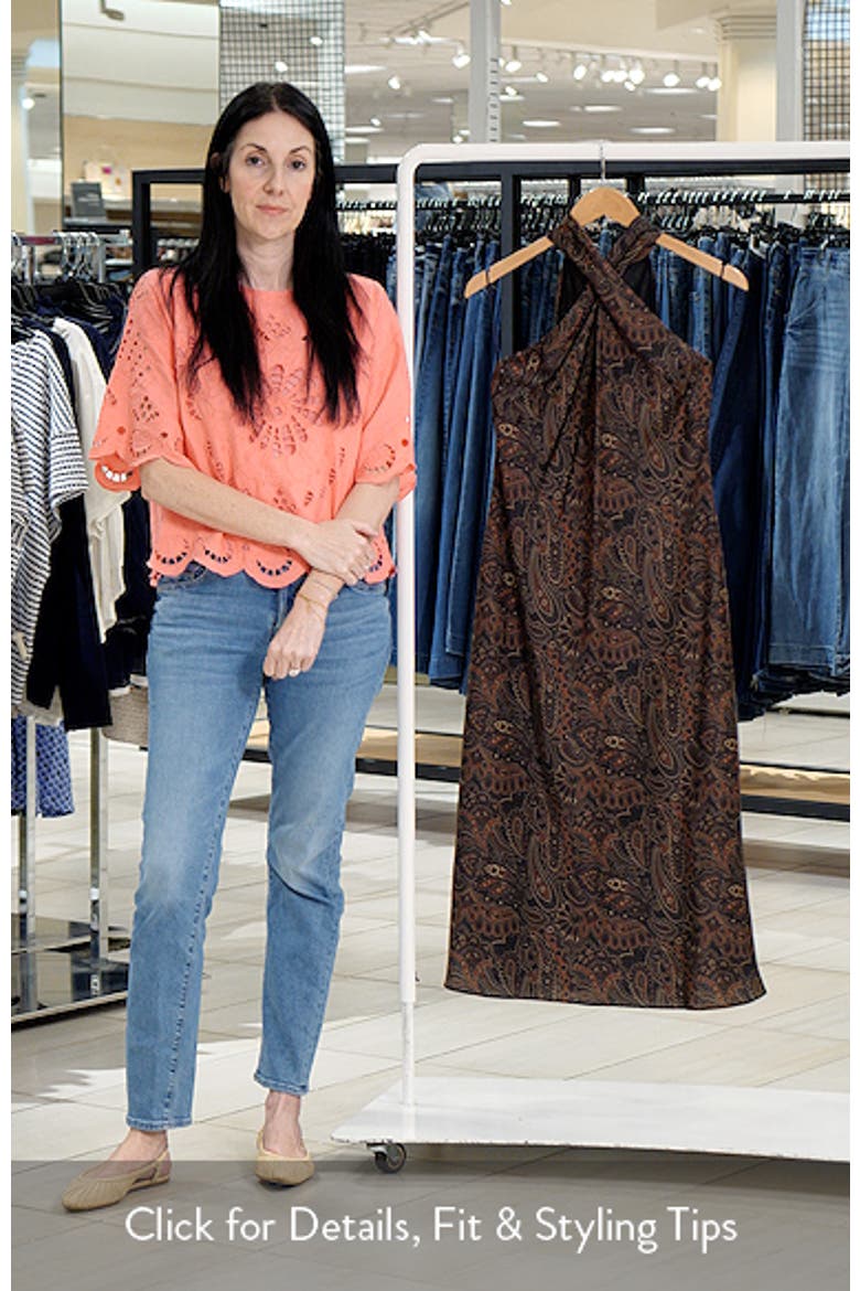 Paisley High Neck Cocktail Midi Dress video
