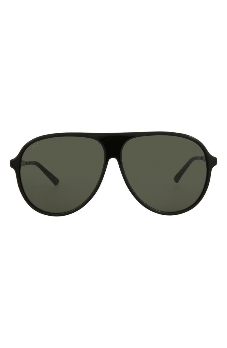 Gucci 61mm Aviator Sunglasses, Main, color, Black Ruthenium Grey
