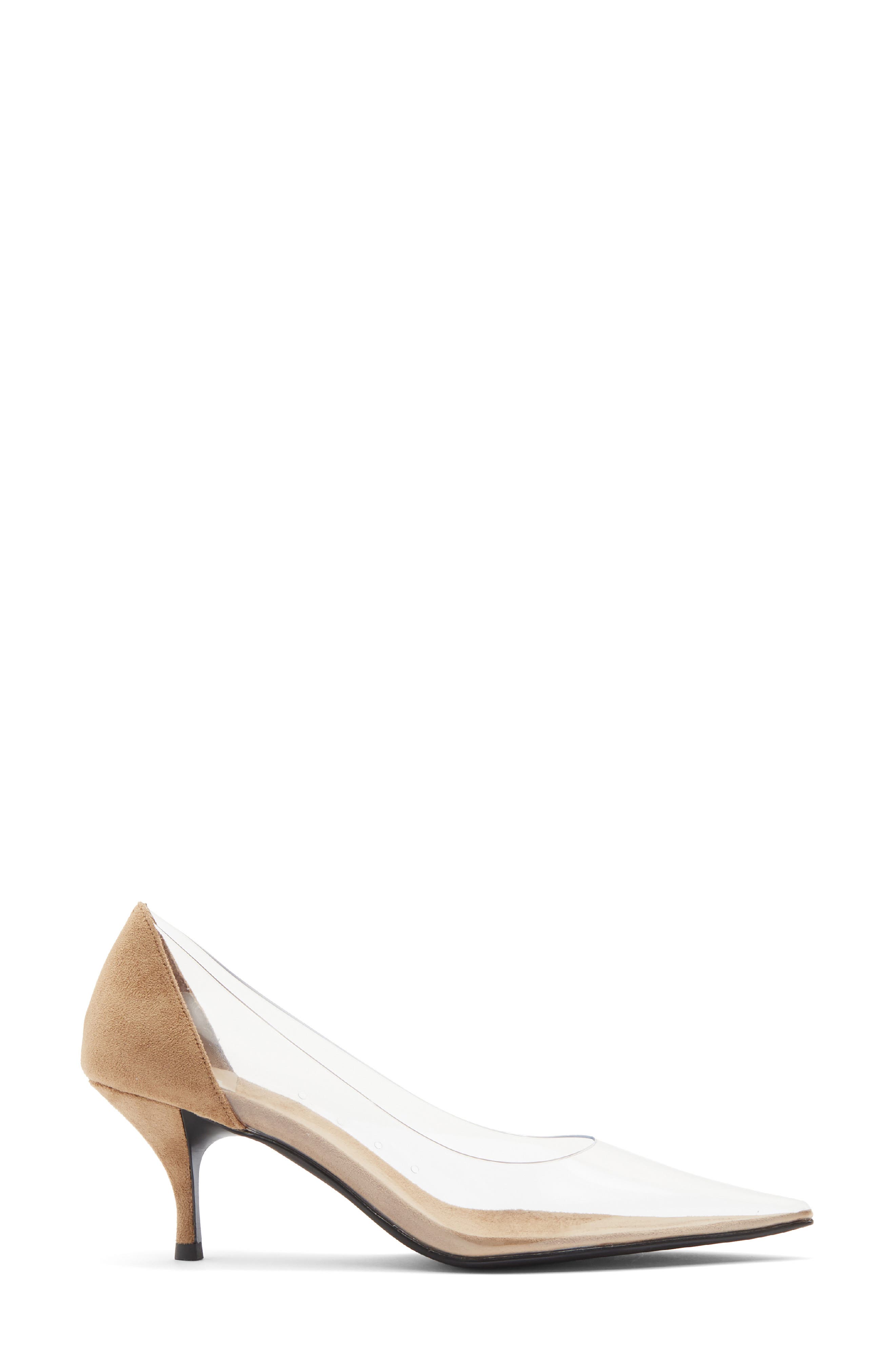 Clear Vinyl Kitten Heel Pump, Alternate, color, BEIGE SUEDE CLEAR