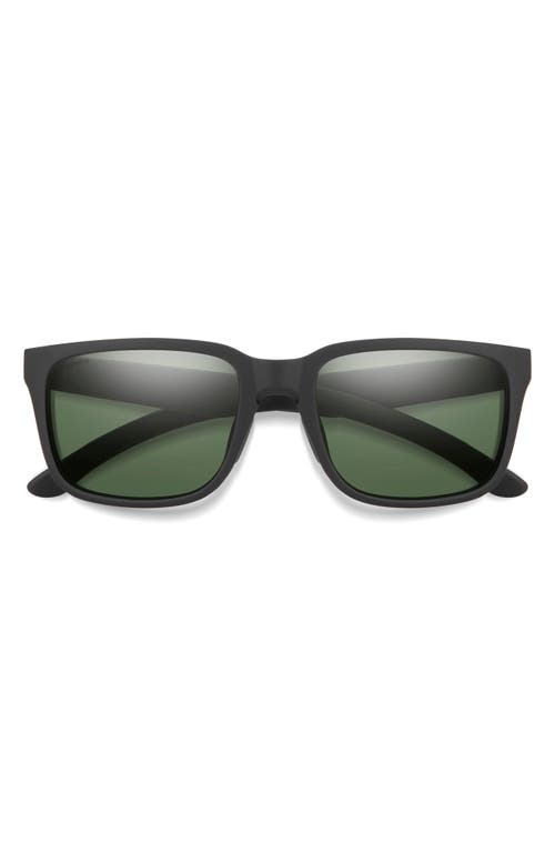 Smith Headliner 55mm Polarized Rectangle Sunglasses In Matte Black/gray Green