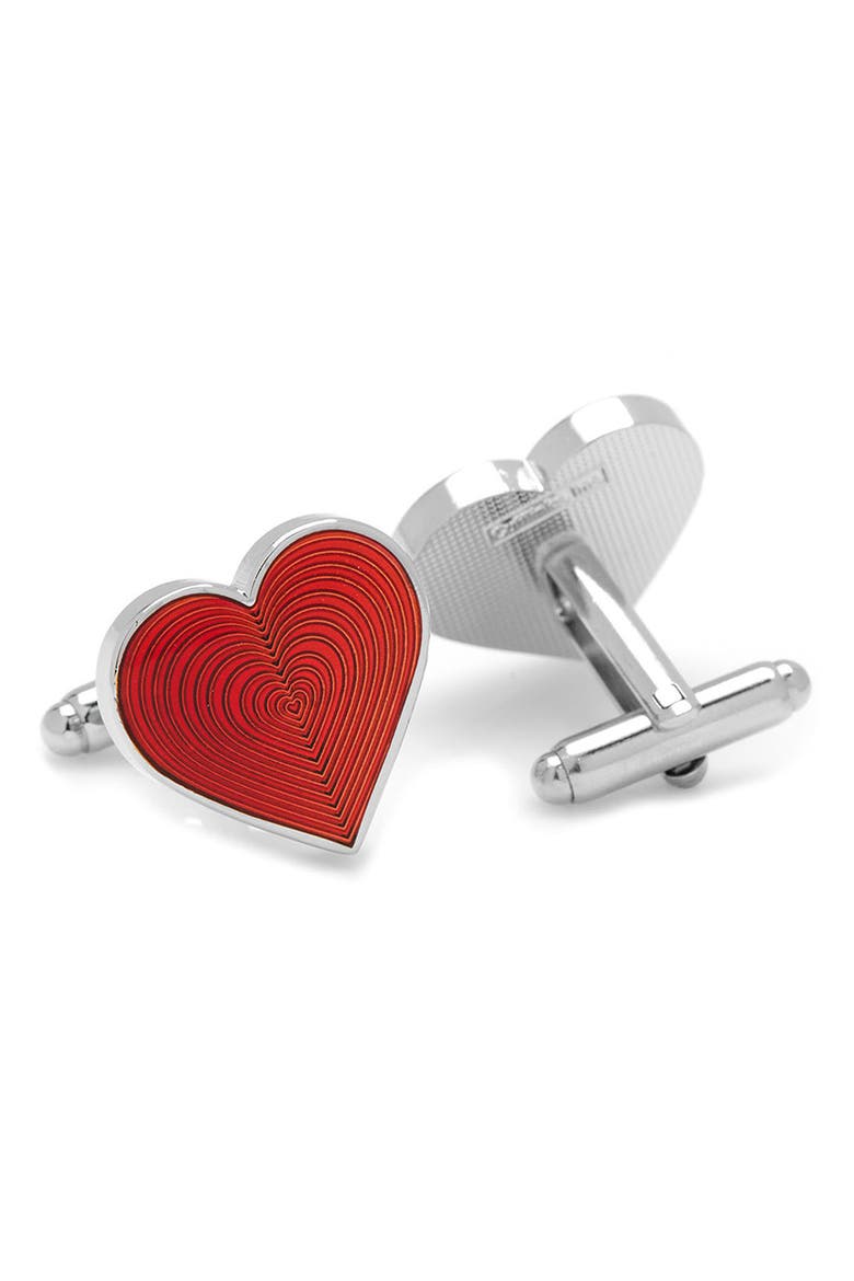 Heart Cuff Links, Alternate, color, RED