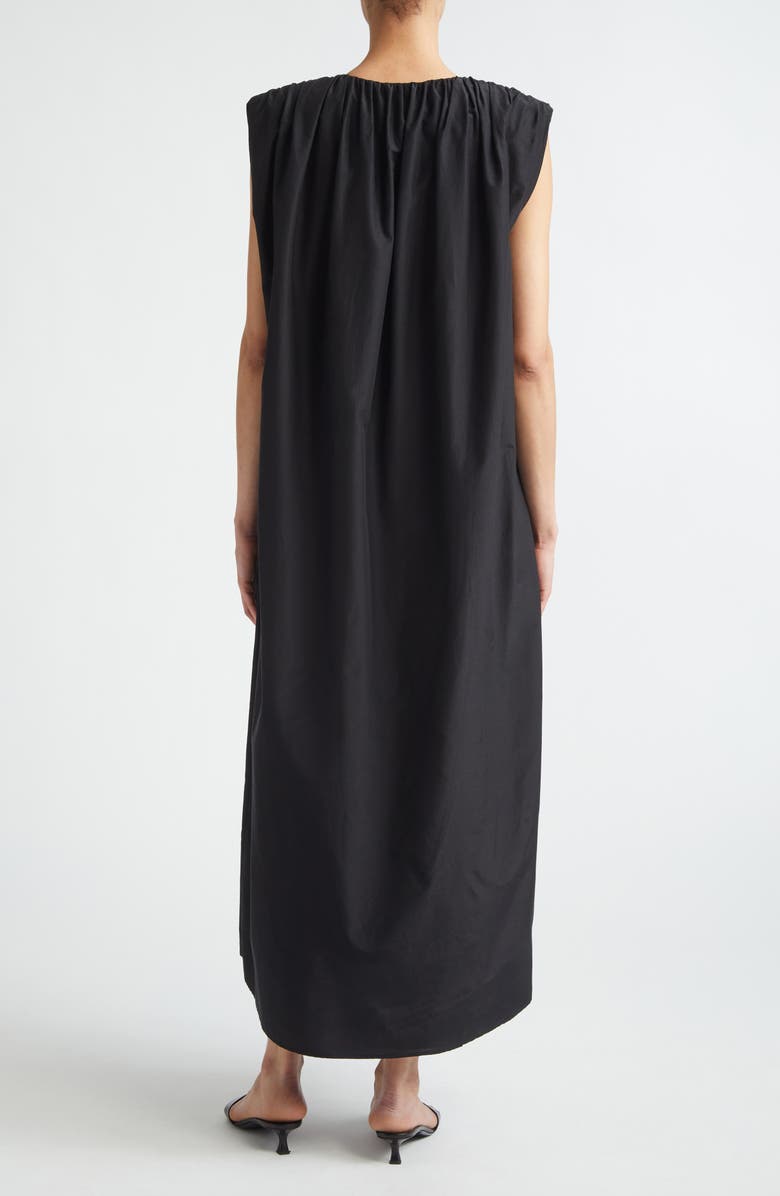 LOULOU DE SAISON Cara Gathered Sleeveless Cotton & Silk Voile Shirtdress, Alternate, color, Black
