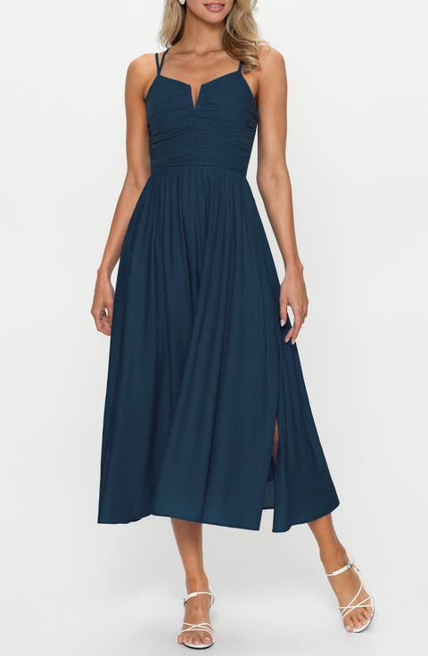 Smocked Strappy Midi Dress