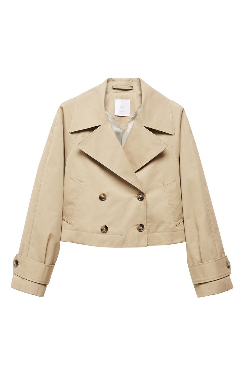 MANGO Double Breasted Crop Trench Coat, Alternate, color, 