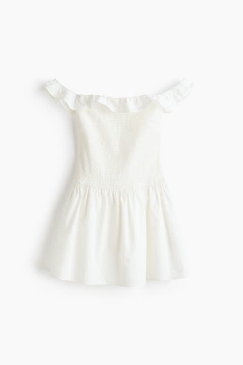 Smocked Off-the-shoulder Dress