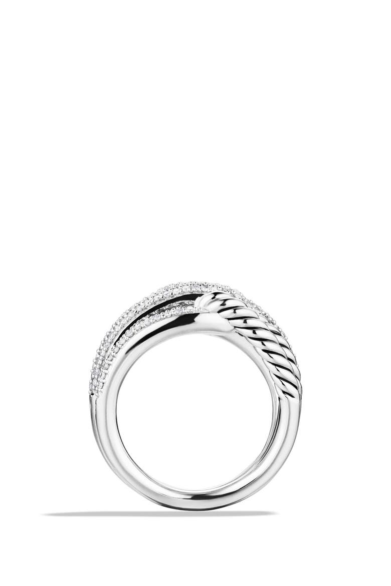 'Labyrinth' Double-Loop Ring with Diamonds, Alternate, color, DIAMOND