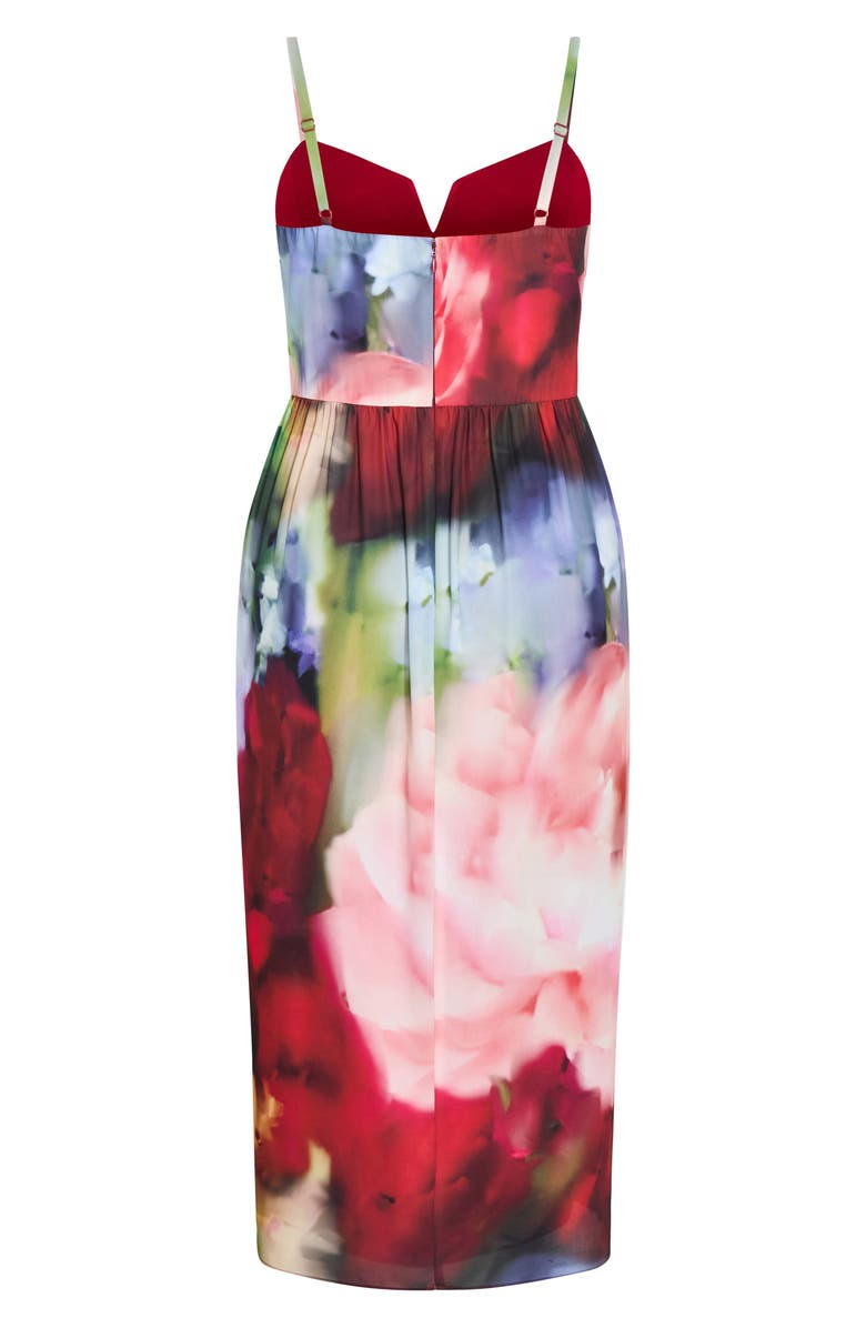 City Chic Sassy Pleat Front Midi Dress, Alternate, color, Temptation Fl