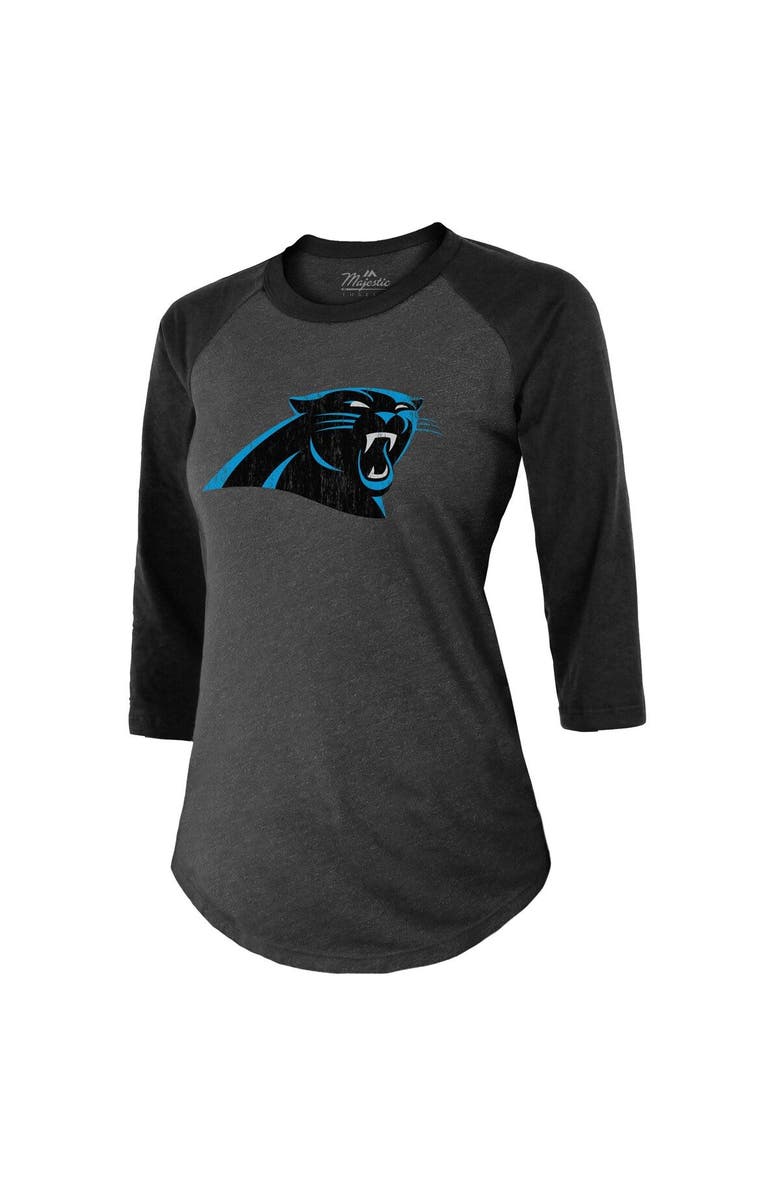 Majestic Threads Women's Majestic Threads Bryce Young Black Carolina Panthers Player Name & Number Tri-Blend 3/4-Sleeve Fitted T-Shirt, Alternate, color, Black