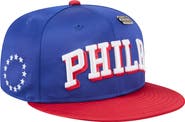 New Era Men's New Era  Royal/Red Philadelphia 76ers Throwback Satin Vintage Pin Two-Tone 59FIFTY Fitted Hat