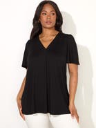 Live Unlimited Jersey Flutter Sleeve V-Neck T-Shirt
