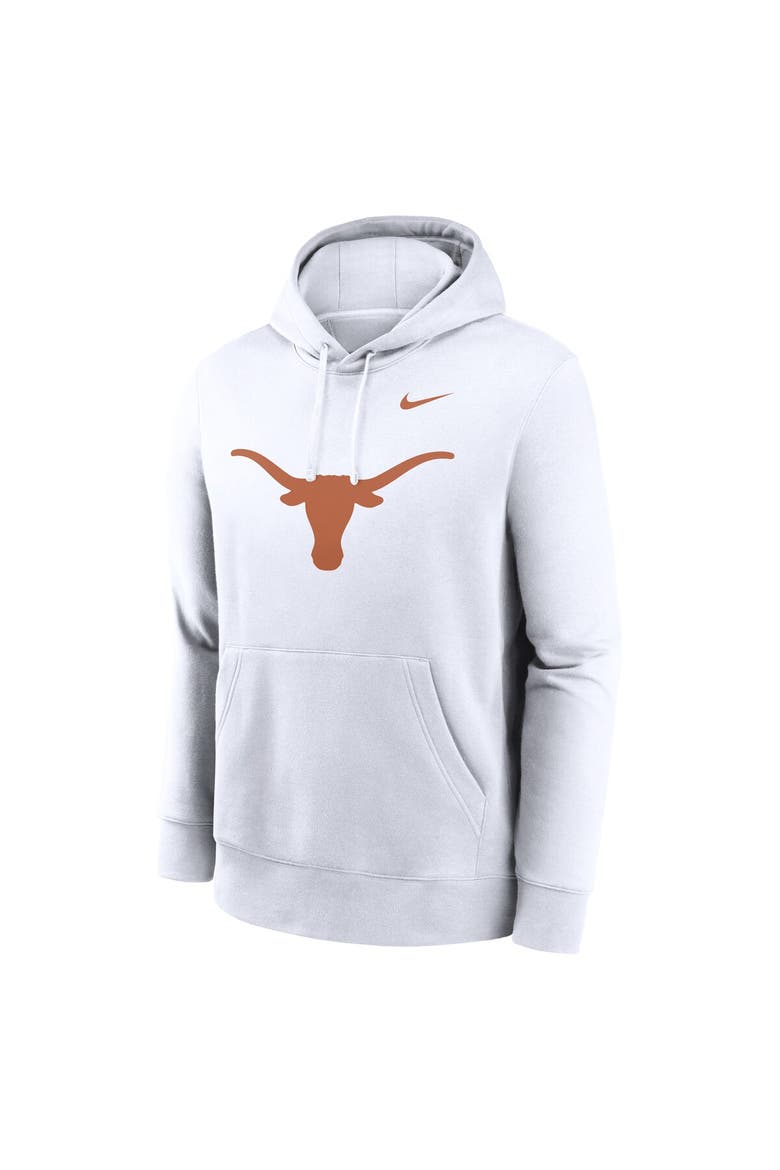 Men's Nike White Texas Longhorns Primetime Evergreen Club Fleece Pullover Hoodie, Alternate, color, White